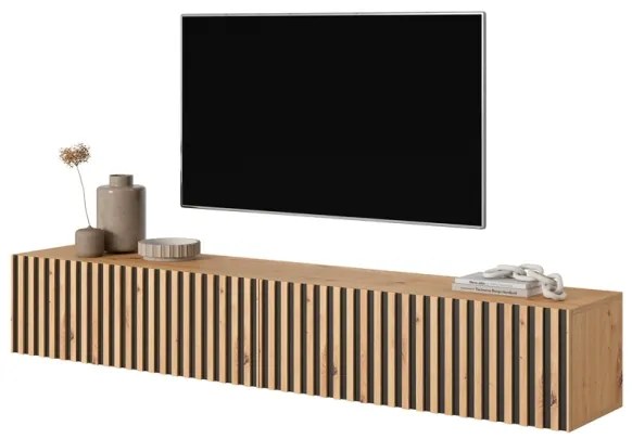 Mobile TV Sospeso Listellato 175 Cm Rovere E Nero Astra