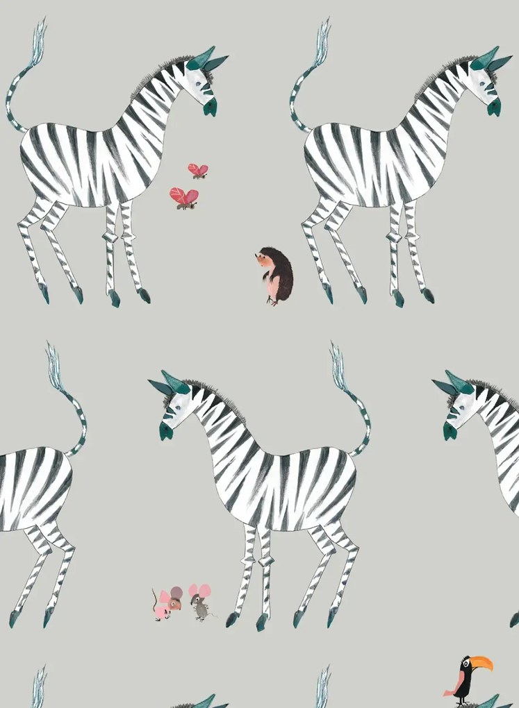 KEK Amsterdam Carta da parati Zebra - Grijs