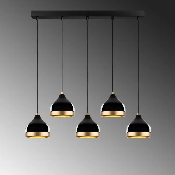 Lampadario con cavo YILDO 5xE27/40W/230V nero/oro