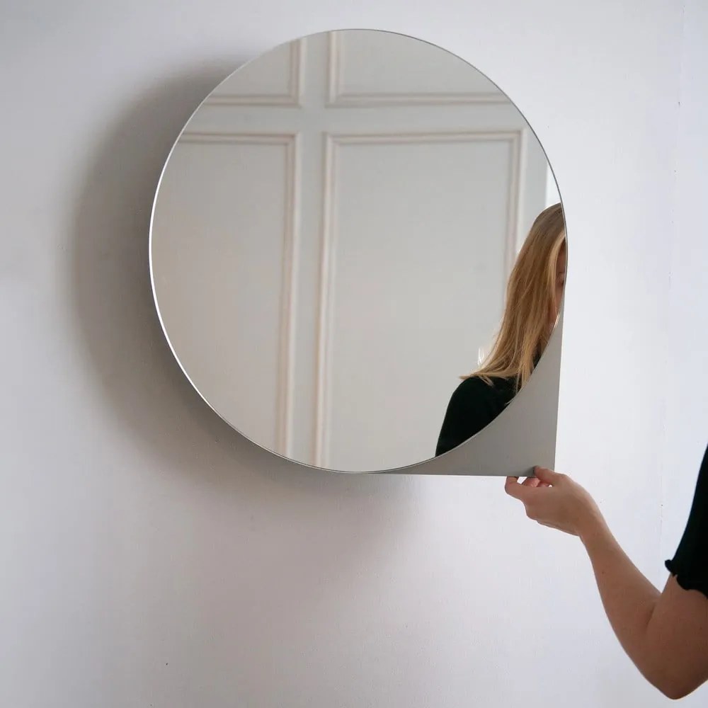 Mobile per bagno grigio tortora in metallo da appendere/con specchio 55x55 cm Sonnet – Spinder Design