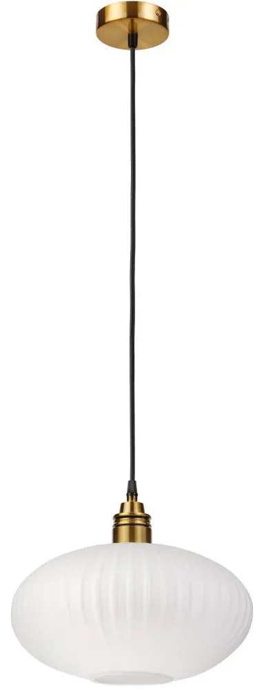 Lampadario sospeso con cavo HECTOR 1xE27/15W/230V, bianco/ottone, Ø 30 cm