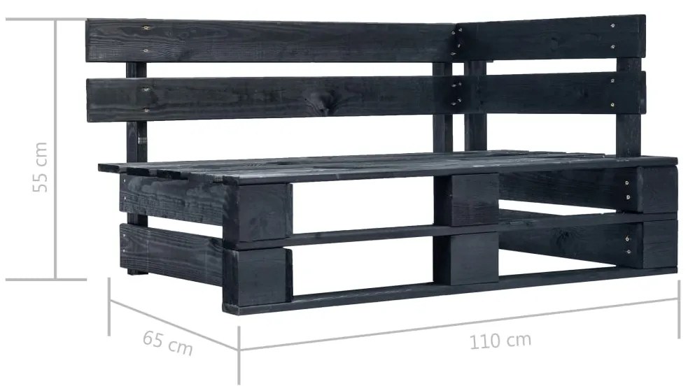 Set divani in pallet con cuscini 6 pz in pino impregnato nero