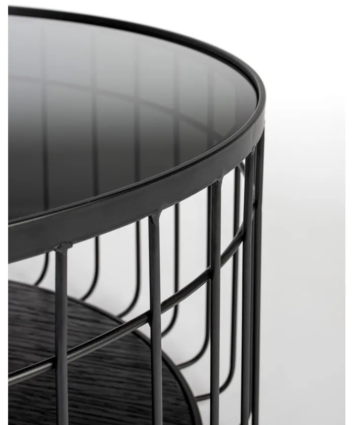 Tavolino da salotto rotondo nero con piano in vetro 80x80 cm Lance – White Label