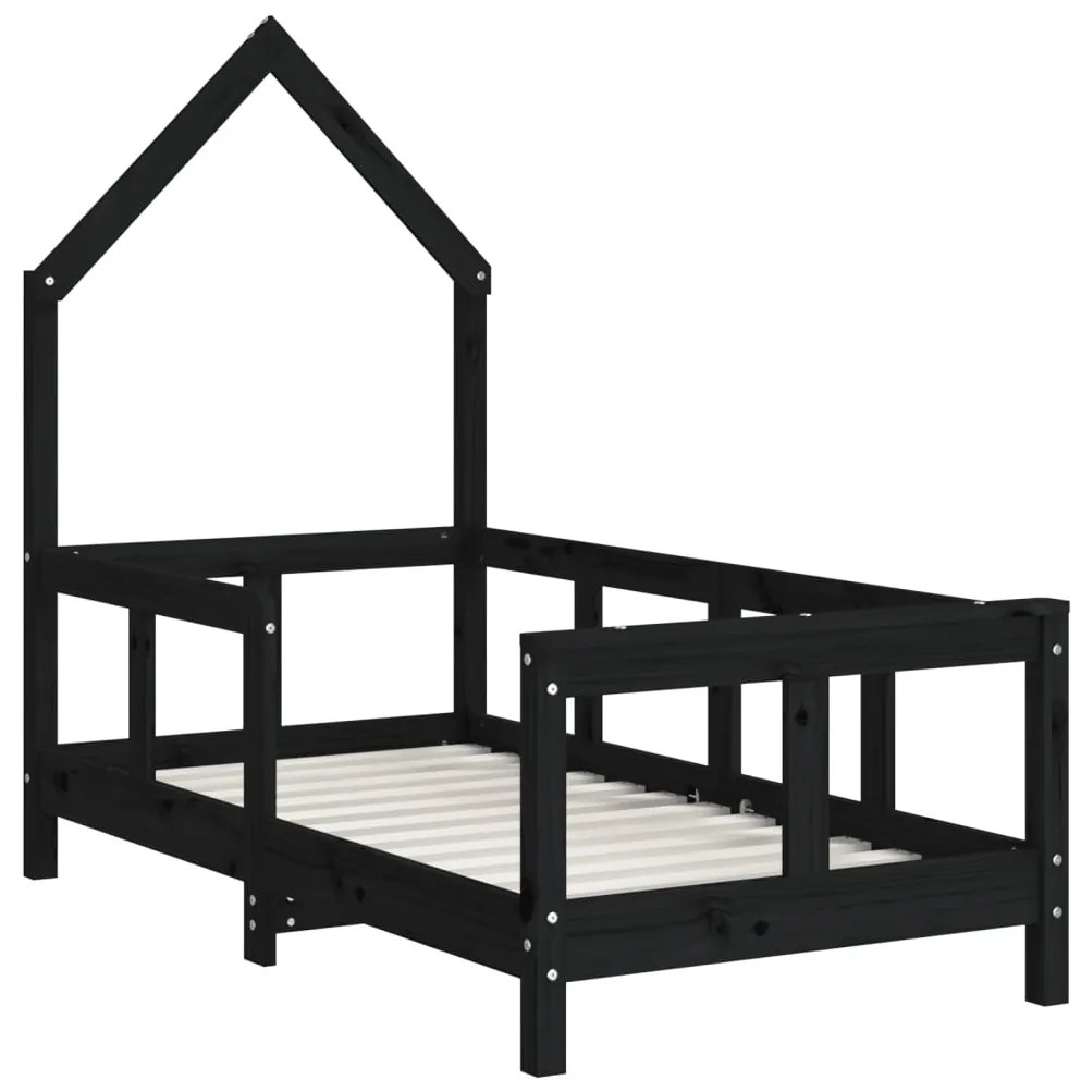 Giroletto per bambini nero 70x140 cm in legno massello di pino
