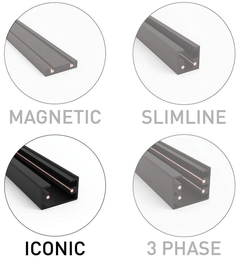 Sistema a binario moderno monofase nero 3 luci - Gissi