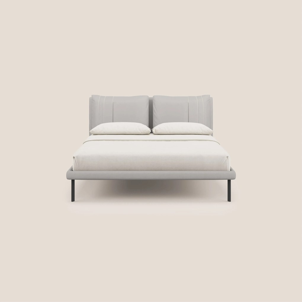 Giselle letto moderno con cuscini testata regolabili con tasche in microfibra impermeabile T11 grigio chiaro