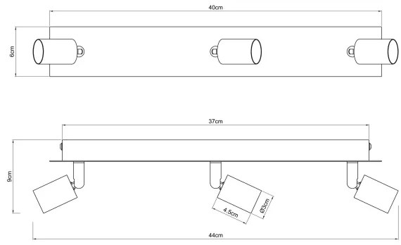 Globo 57998-3B - Faretto DREW 3xGU10/35W/230V nero/ottone