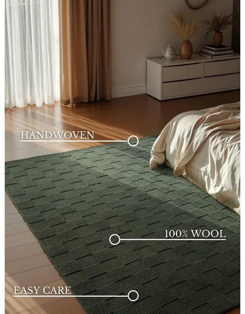 Tappeto verde scuro in lana tessuto a mano 160x230 cm Scala – Villeroy&Boch