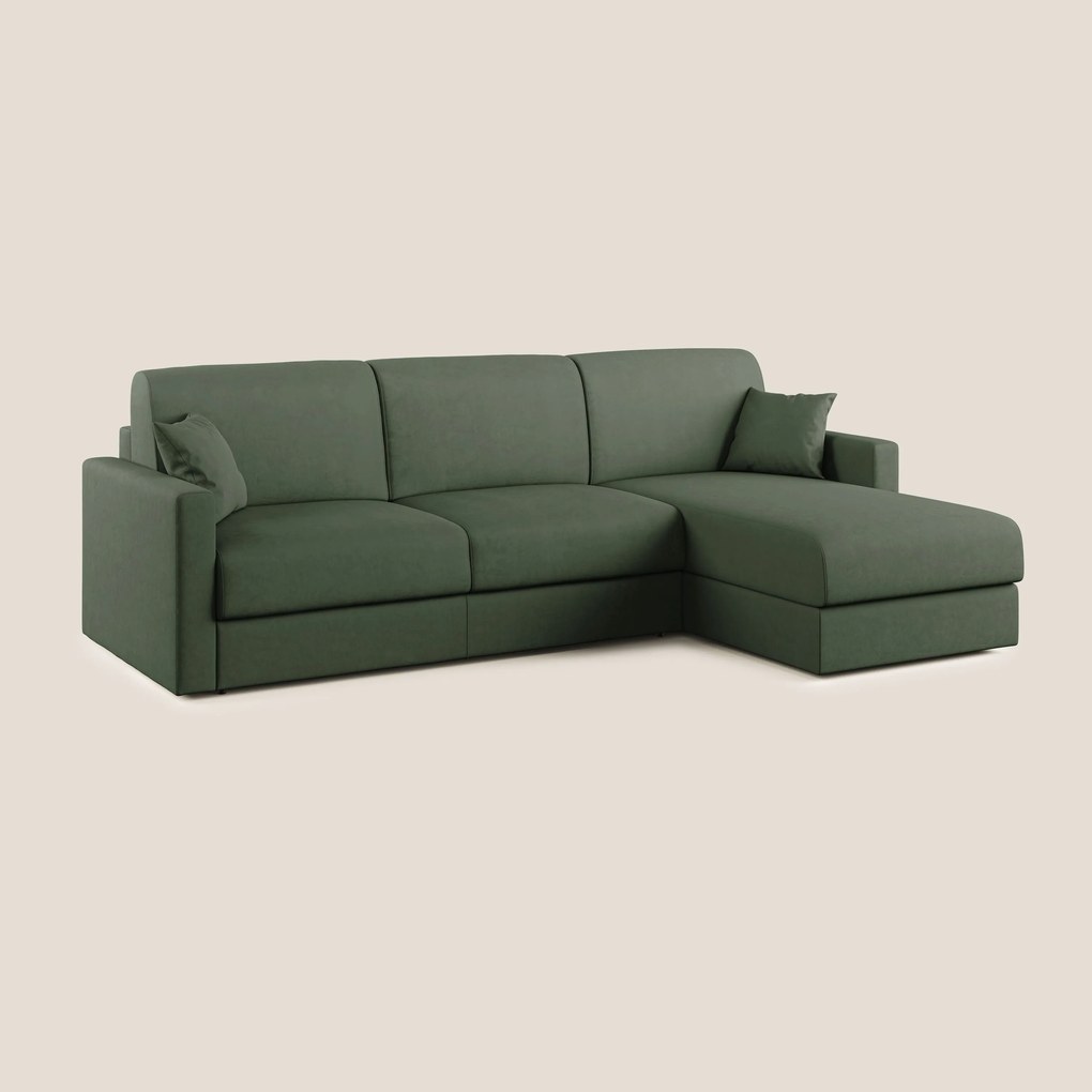 Chris Divano letto angolare con penisola in microfibra smacchiabile T11 verde