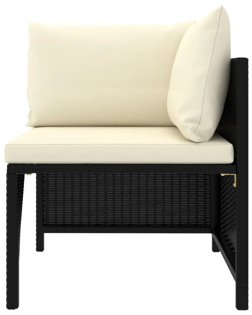 Set divani da giardino 9 pz con cuscini in polyrattan nero