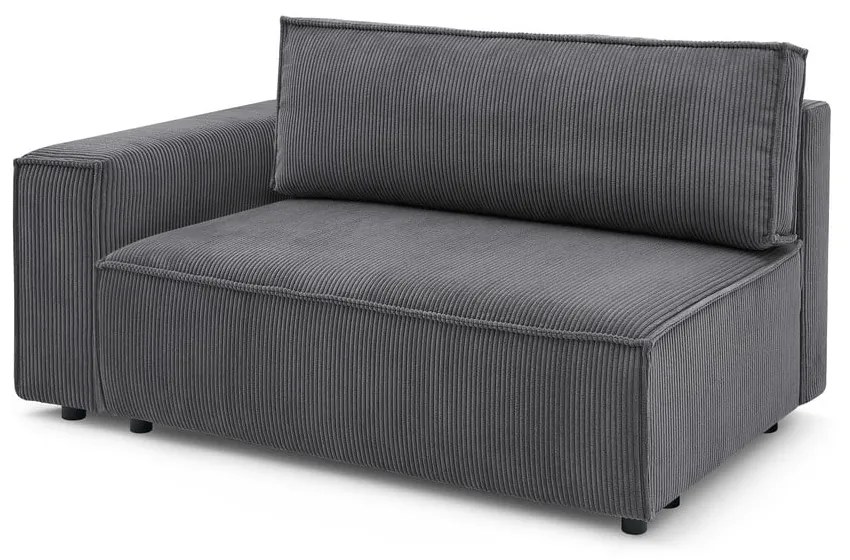 Modulo divano in velluto a coste grigio scuro, angolo sinistro Nihad modular - Bobochic Paris