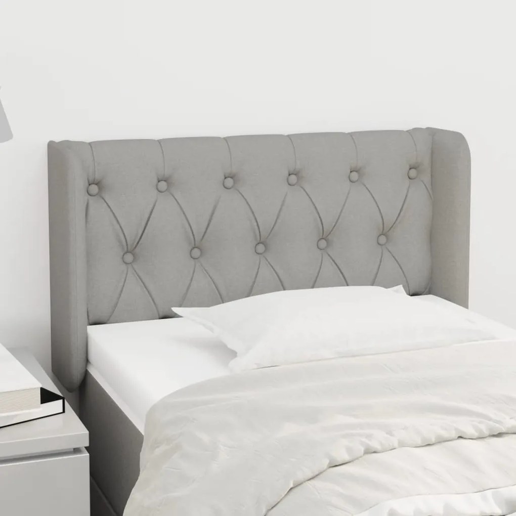 Testiera Ad Orecchio Grigio Chiaro 83x16x78/88 Cm İn Tessuto /