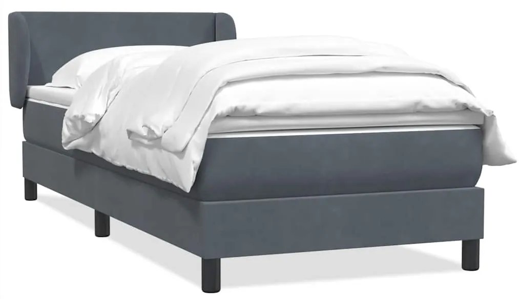 Giroletto A Molle Con Materasso Grigio Scuro 90x210 Cm Velluto /