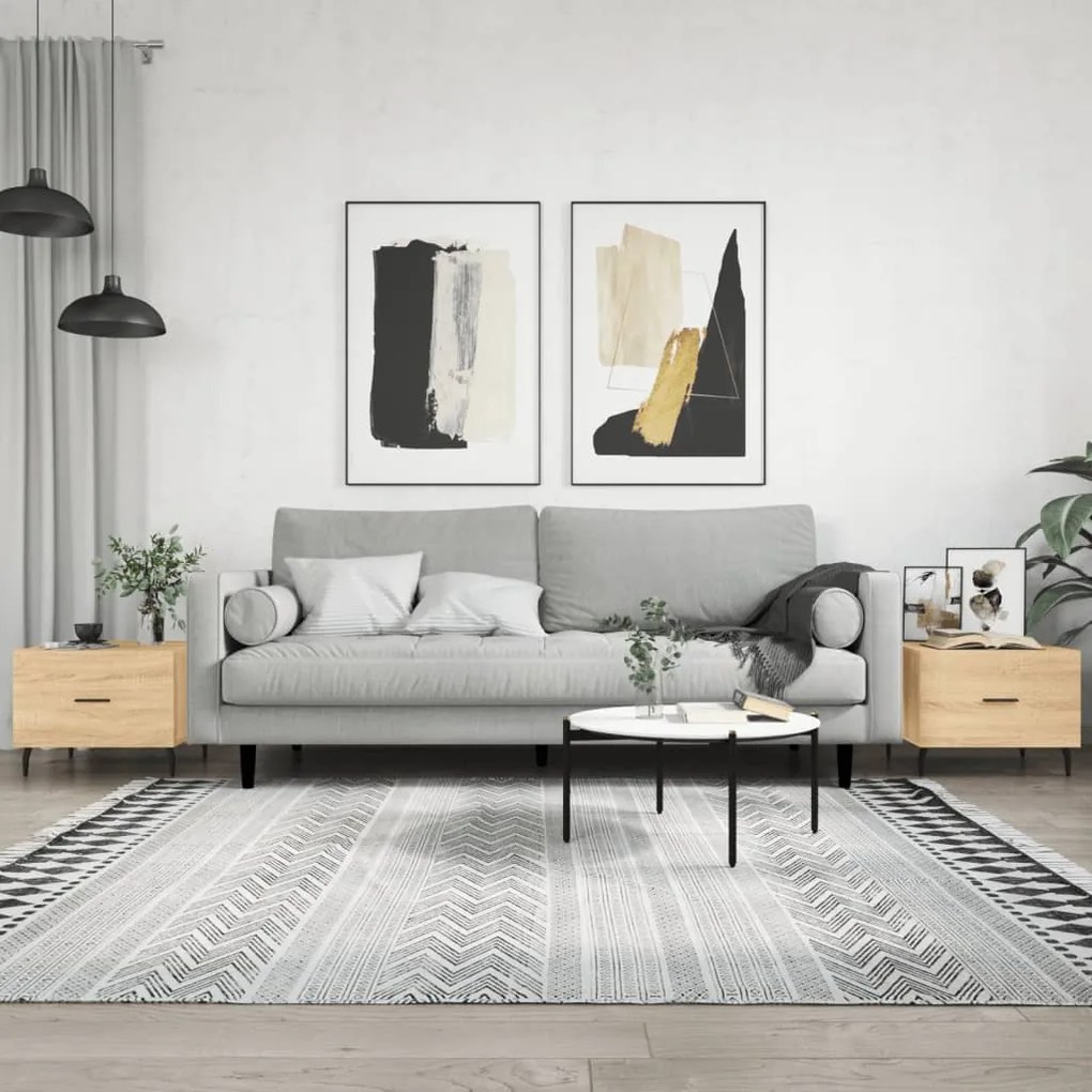 Tavolini Salotto 2pz Rovere Sonoma 50x50x40cm Legno Multistrato /