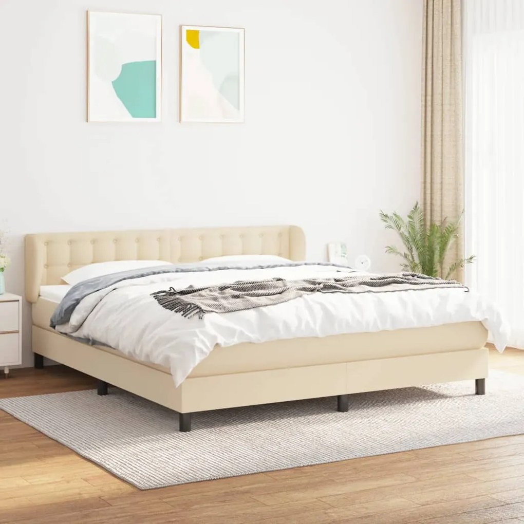 Giroletto A Molle Con Materasso Crema 160x200 Cm İn Tessuto /