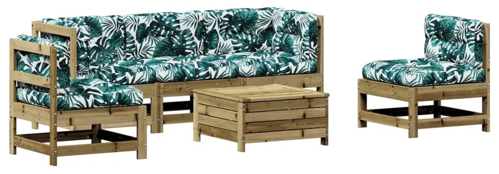 Set divani da giardino 6pz con cuscini legno impregnato di pino