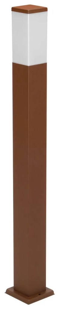 Paletto da Giardino 100cm Acciaio Inox CORTEN  IP54 Squadrato Base E27 Colore Corten
