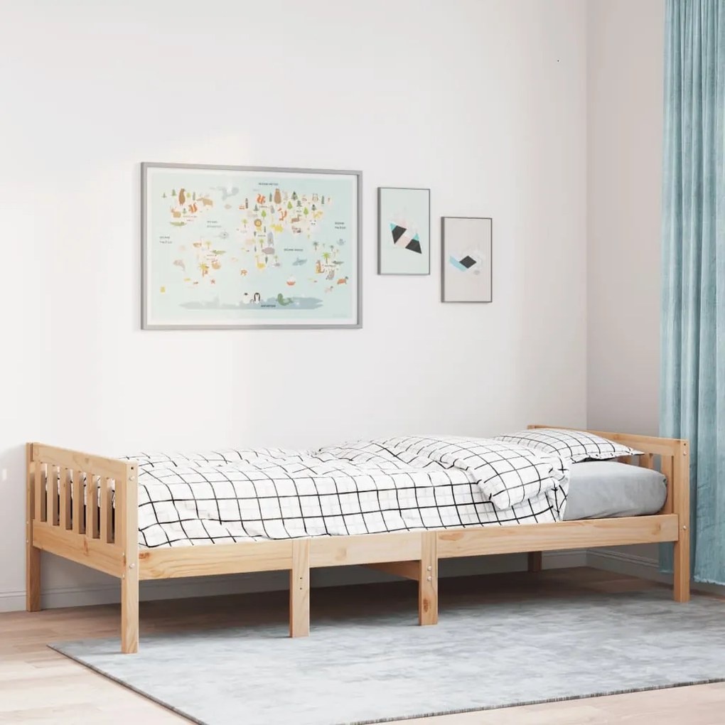 Letto Per Bambini Senza Materasso 90x200 Cm Legno Massello Pino /