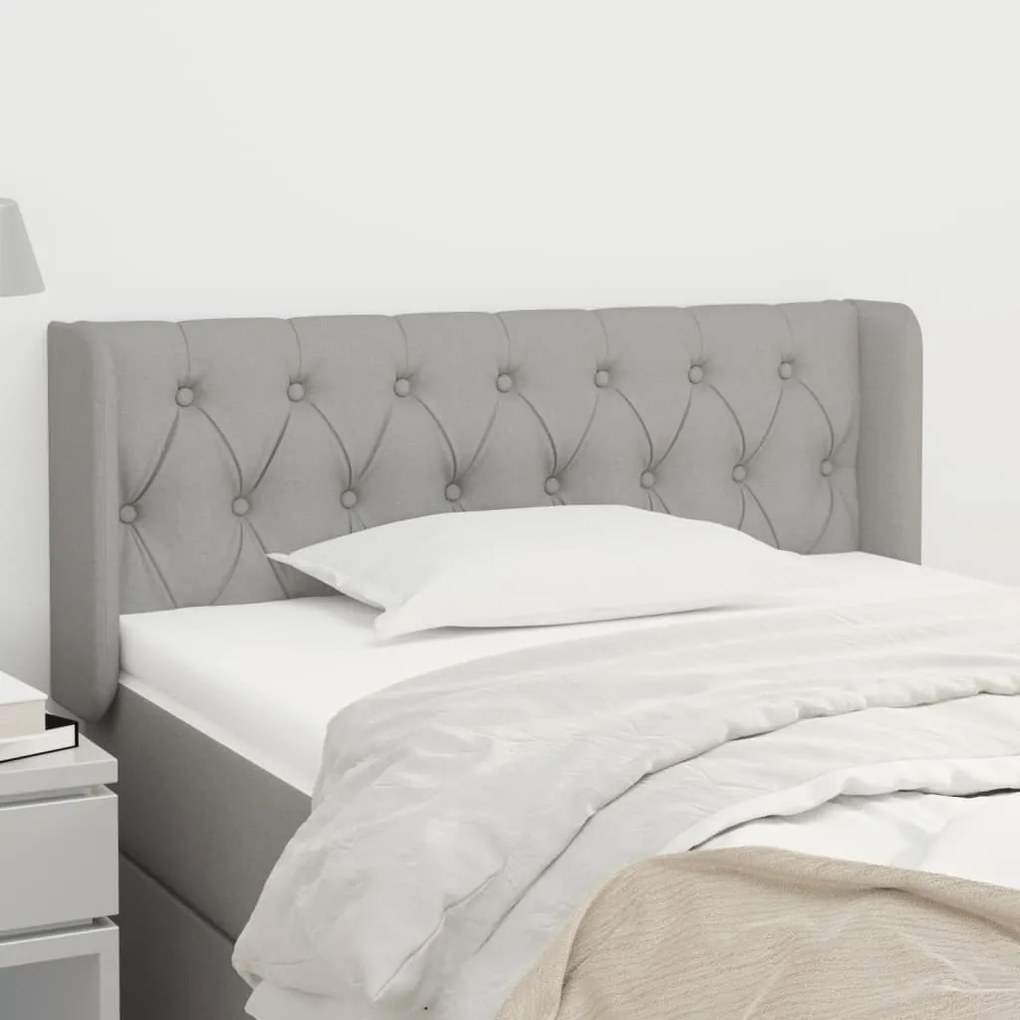 Testiera Ad Orecchio Grigio Chiaro 103x16x78/88 Cm İn Tessuto /