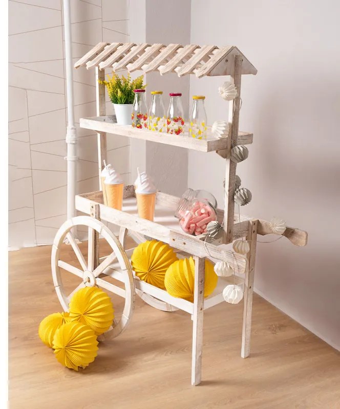 Carrello Candy Bar Strawberry Invecchiato - Bianco Invecchiato