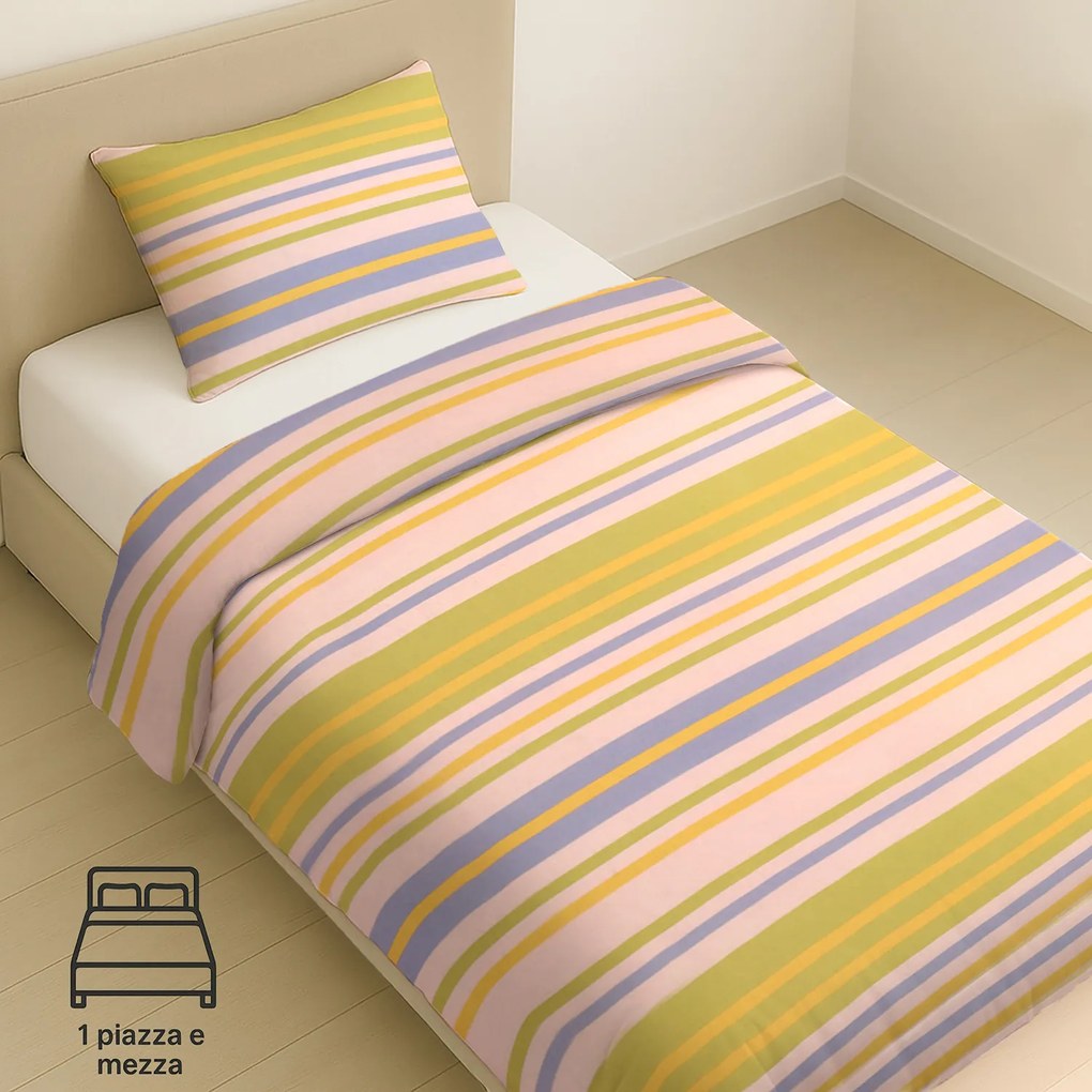 Copripiumino singolo righe verdi azzurre