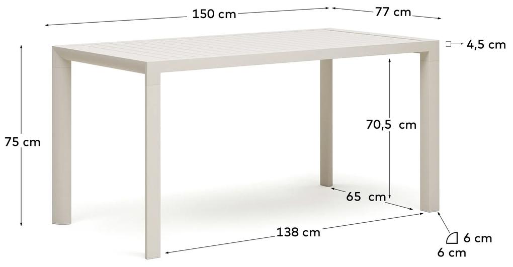 Kave Home - Tavolo da esterno Culip in alluminio finitura bianca 150 x 77 cm