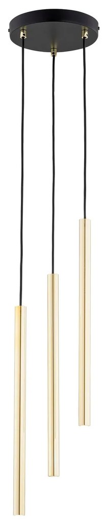 Lampadario a Sospensione in Acciaio SELTER 3 PREMIUM Nero e Oro 3xG9