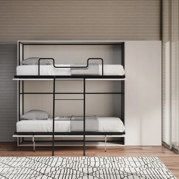 Letto a castello NABOR a scomparsa Bianco Frassino Composizione H