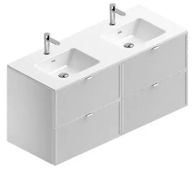 Mobile sottolavabo e lavabo Quadra bianco in mdf L 120 x H 57 x P 46 cm 2 vasche 4 cassetti