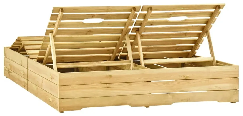 Lettino prendisole doppio in legno di pino impregnato