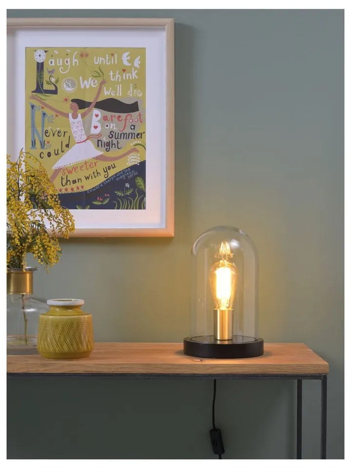 Lampada da tavolo nera con paralume in vetro (altezza 30 cm) Seattle - it's about RoMi