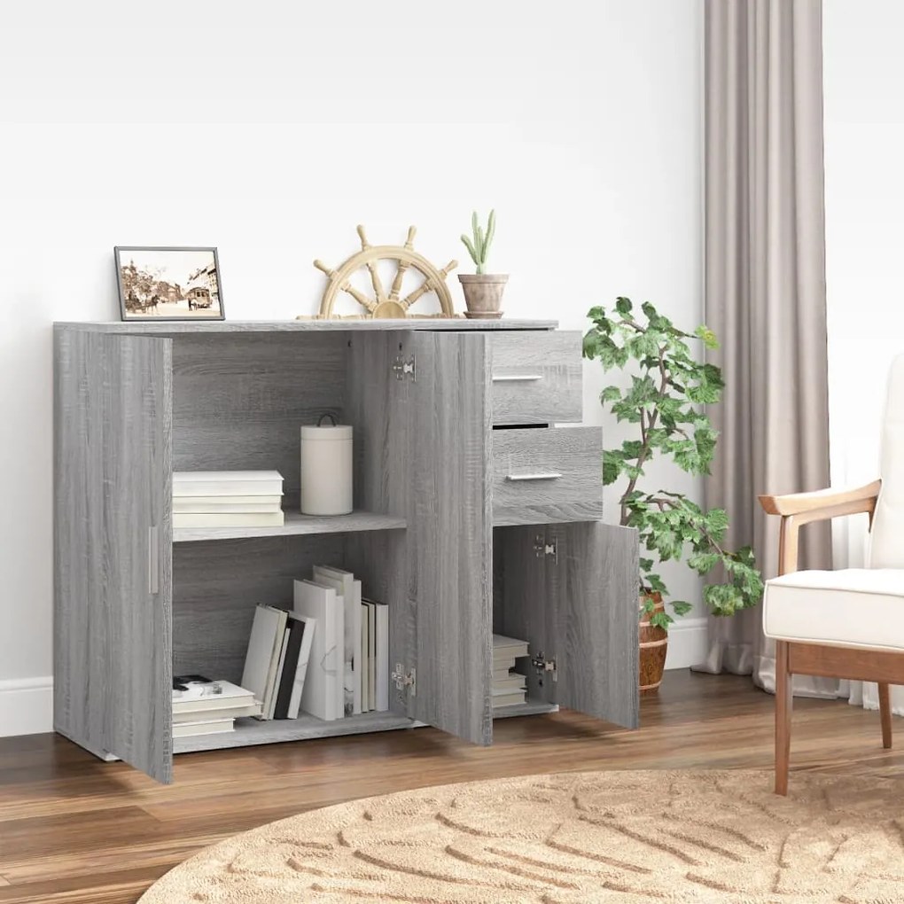 Credenza grigio sonoma 91x29,5x75 cm in legno multistrato