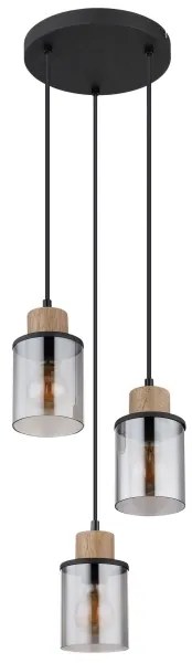 Globo 15707-3HR - Lampadario a sospensione con filo REID 3xE27/15W/230V diametro 27 cm quercia