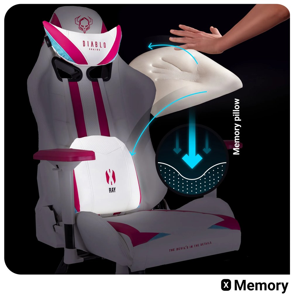 Sedia da gaming Diablo X-Ray Normal Size: Bianco Rosa