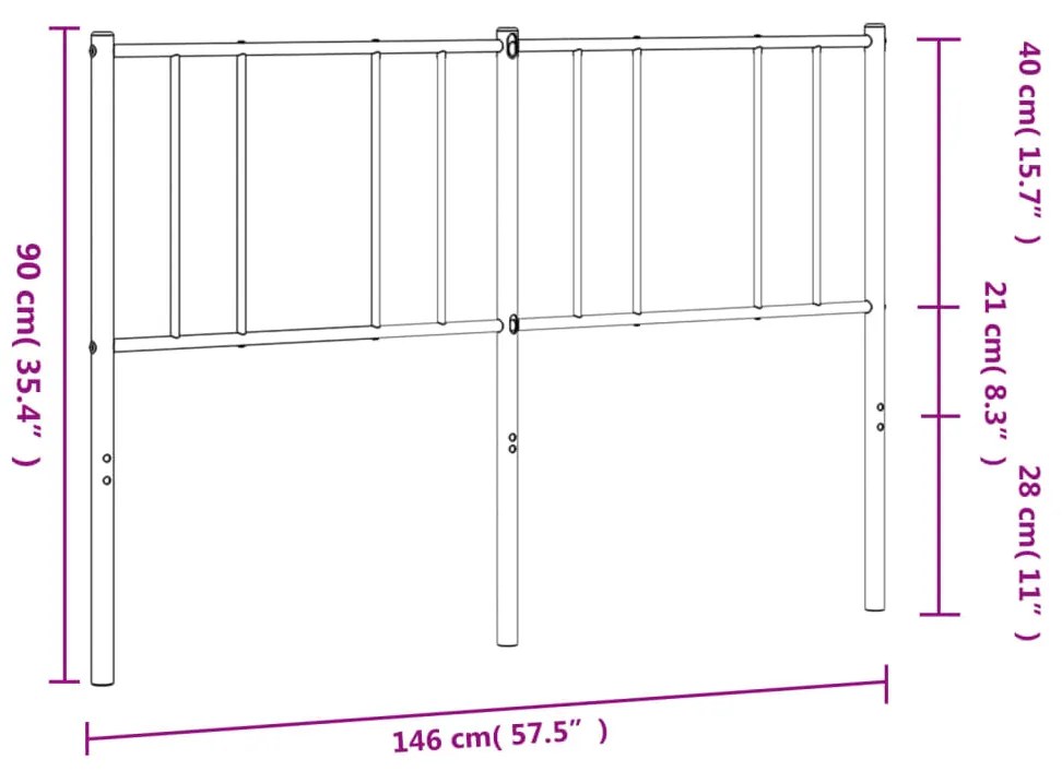 Testiera in Metallo Nero 140 cm