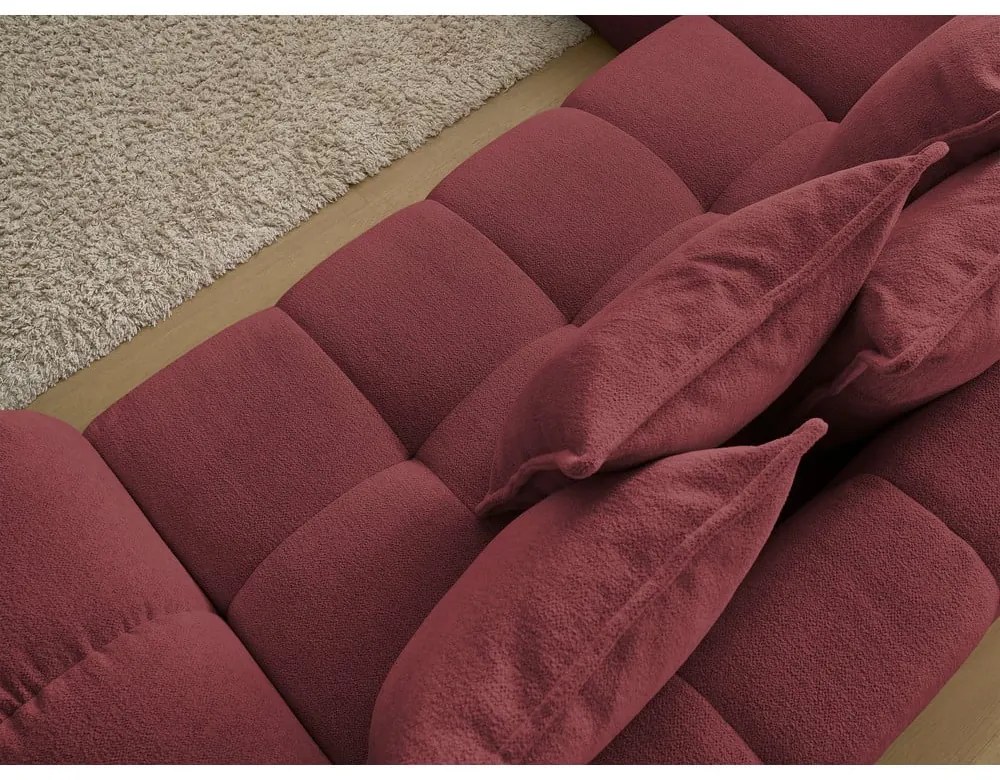 Divano angolare burgundy allungabile e con contenitore (penisola a sinistra/a L) con rivestimento in ciniglia Everest – Bobochic Paris