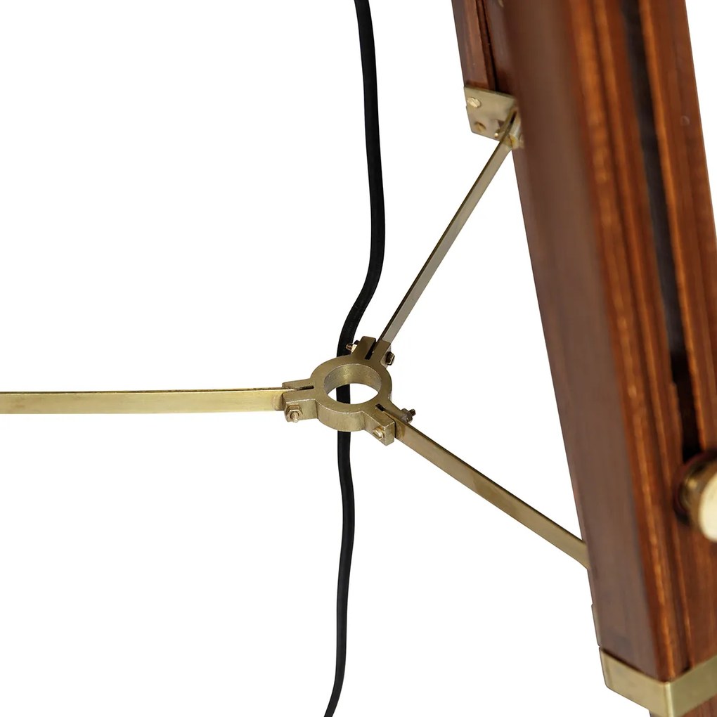Lampada vintage da terra con treppiede in ottone - CORTIN