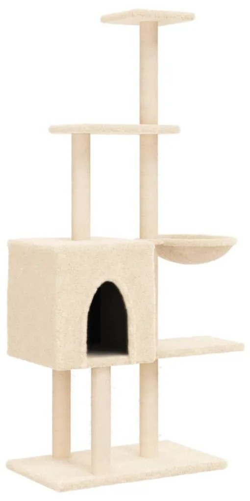 Albero per gatti con tiragraffi in sisal crema 145 cm