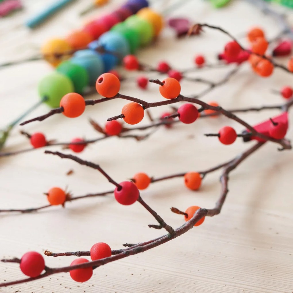 Grimm's - Perline di legno colorate - 60 pz