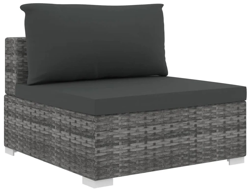 Set divani da giardino 5 pz con cuscini in polyrattan grigio