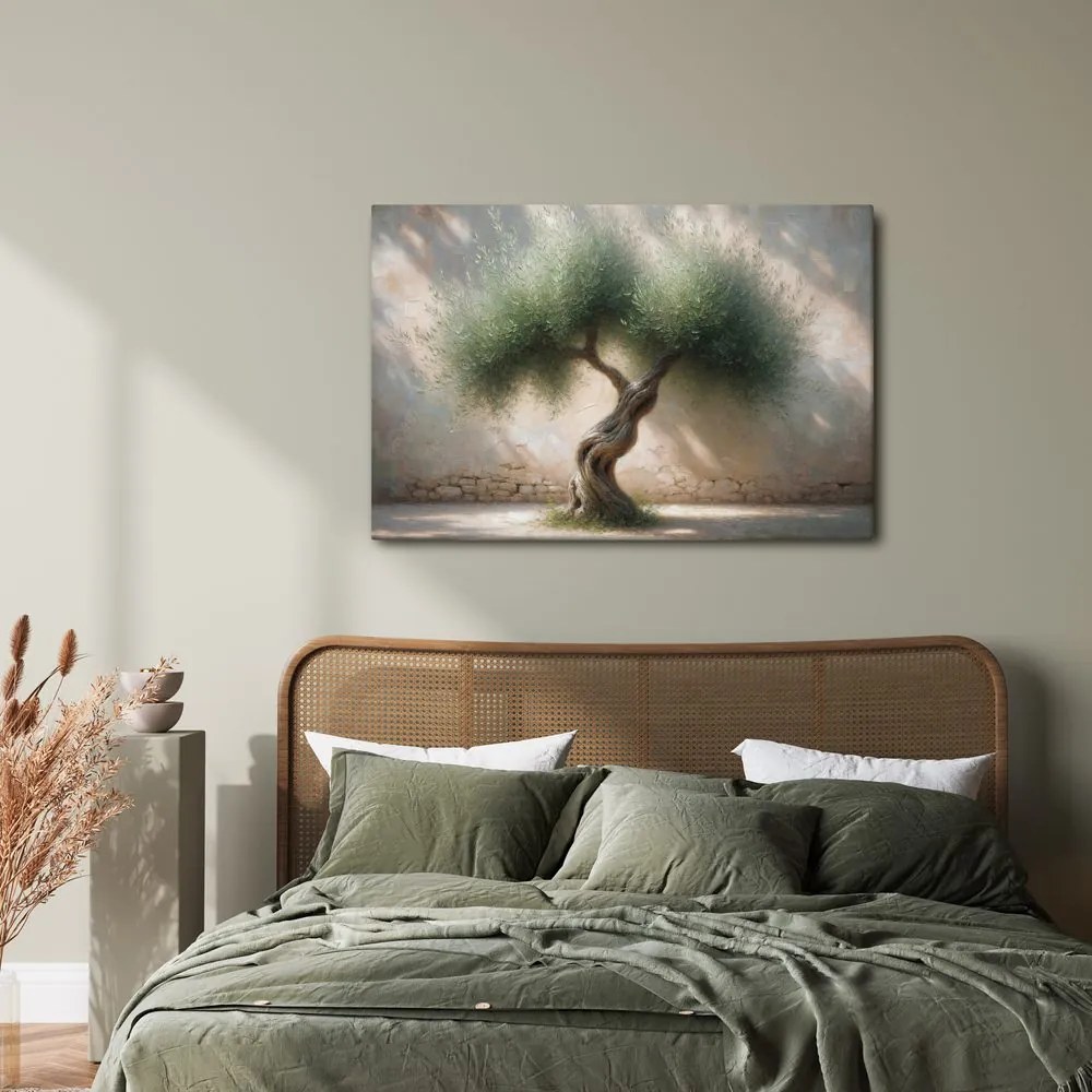Quadro su tela – Ulivo in cortile di pietra