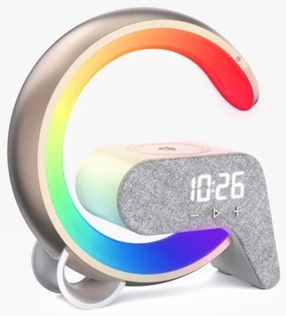 Immax 08986L-LED RGB Lampada dimmerabile con sveglia e Qi di ricarica 30W/230V oro