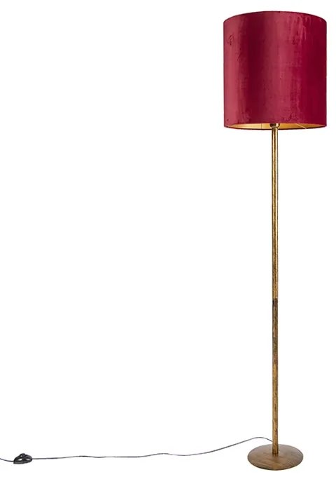 Lampada da terra vintage oro con paralume rosso 40 cm - Simplo