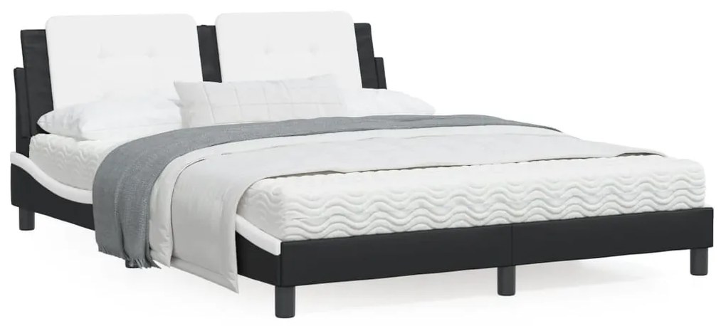 Giroletto Con Testiera Nero E Bianco 160x200 Cm İn Similpelle /