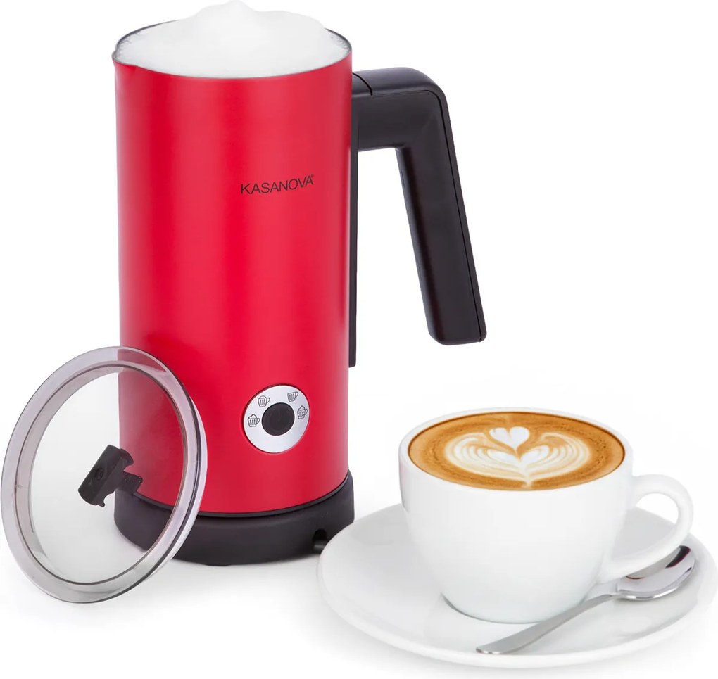 Montalatte elettrico 300 ml rosso acciaio