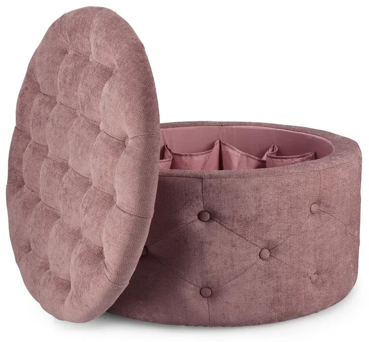 Pouf contenitore porta scarpe ERNESTINE in tessuto rosa scuro