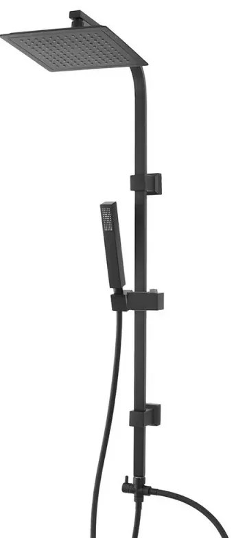 Colonna doccia nero opaco H 105 regolabile completa di soffione quadrato e doccetta
