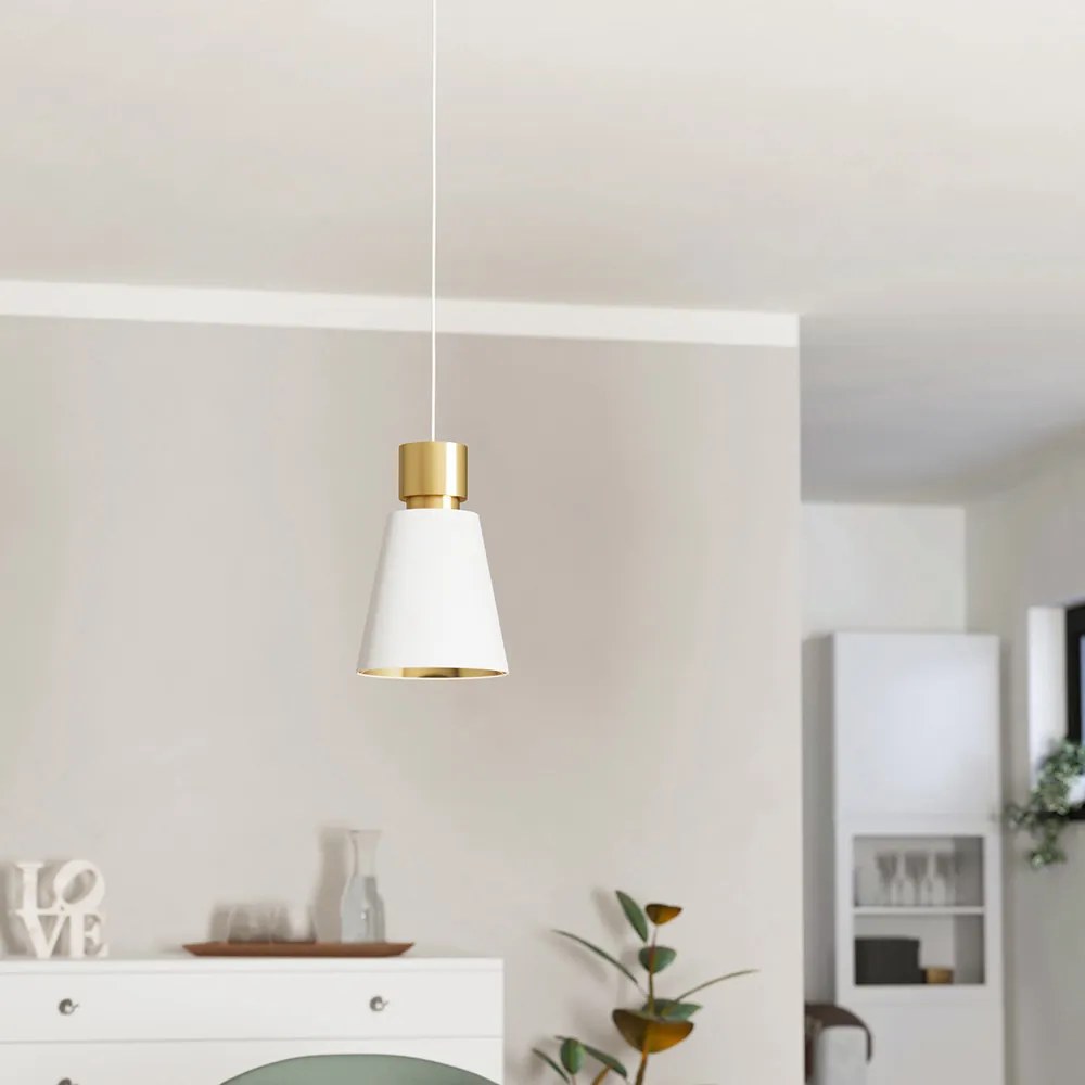 Lampadario Contemporaneo Aglientina 1 Luce Metallo Ottone Spazzolato