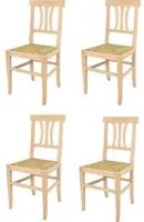 Set 4 sedie Artemisia Tommychairs, struttura in legno di faggio levigato, non trattato, 100% naturale e seduta in paglia