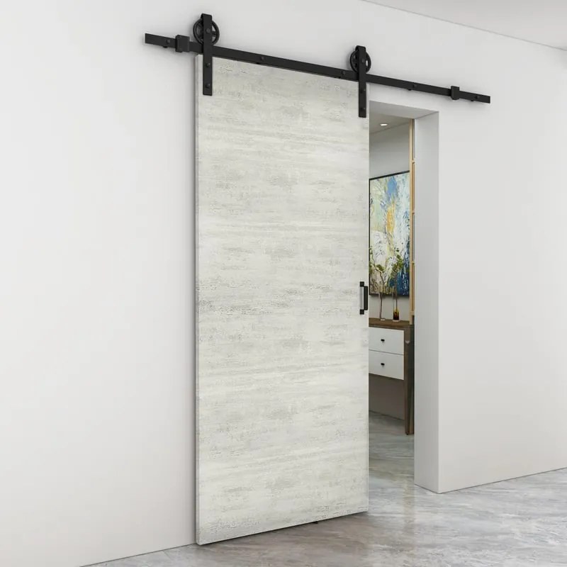 Porta scorrevole reversibile Beton in mdf nero, L 93 x H 212 cm, con binario Rodeo